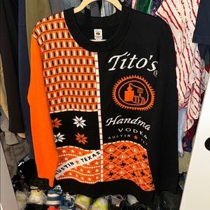 Tito's Handmade Vodka Sweater in Black and Orange